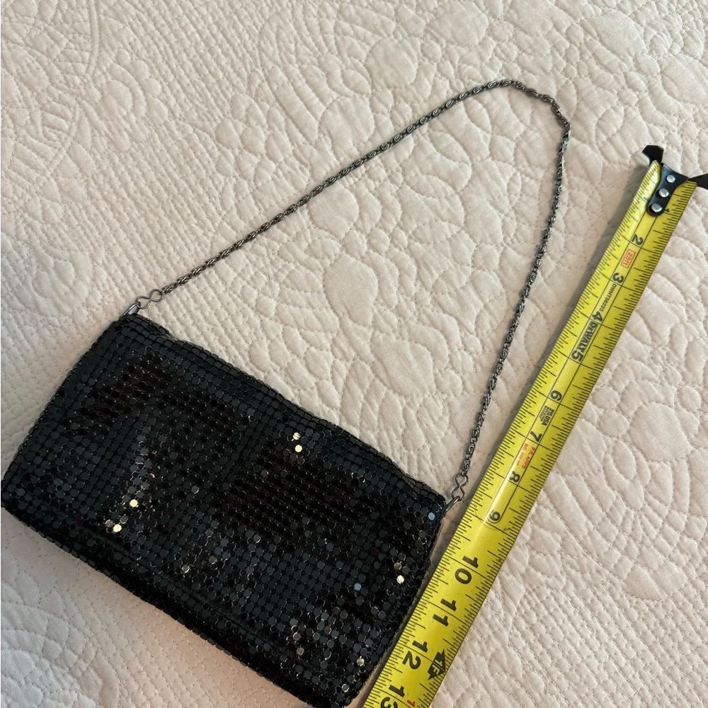 Boho Y2K Black Metal Mesh Clutch Evening Bag Festival Wristlet Glam Purse